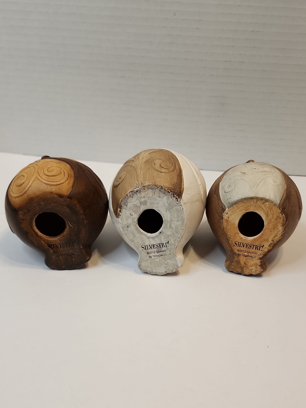 OWL Trio SILVESTRI Decorative Ceramic Figurines Set - Neutral, Brown & White - Picture 2 of 2